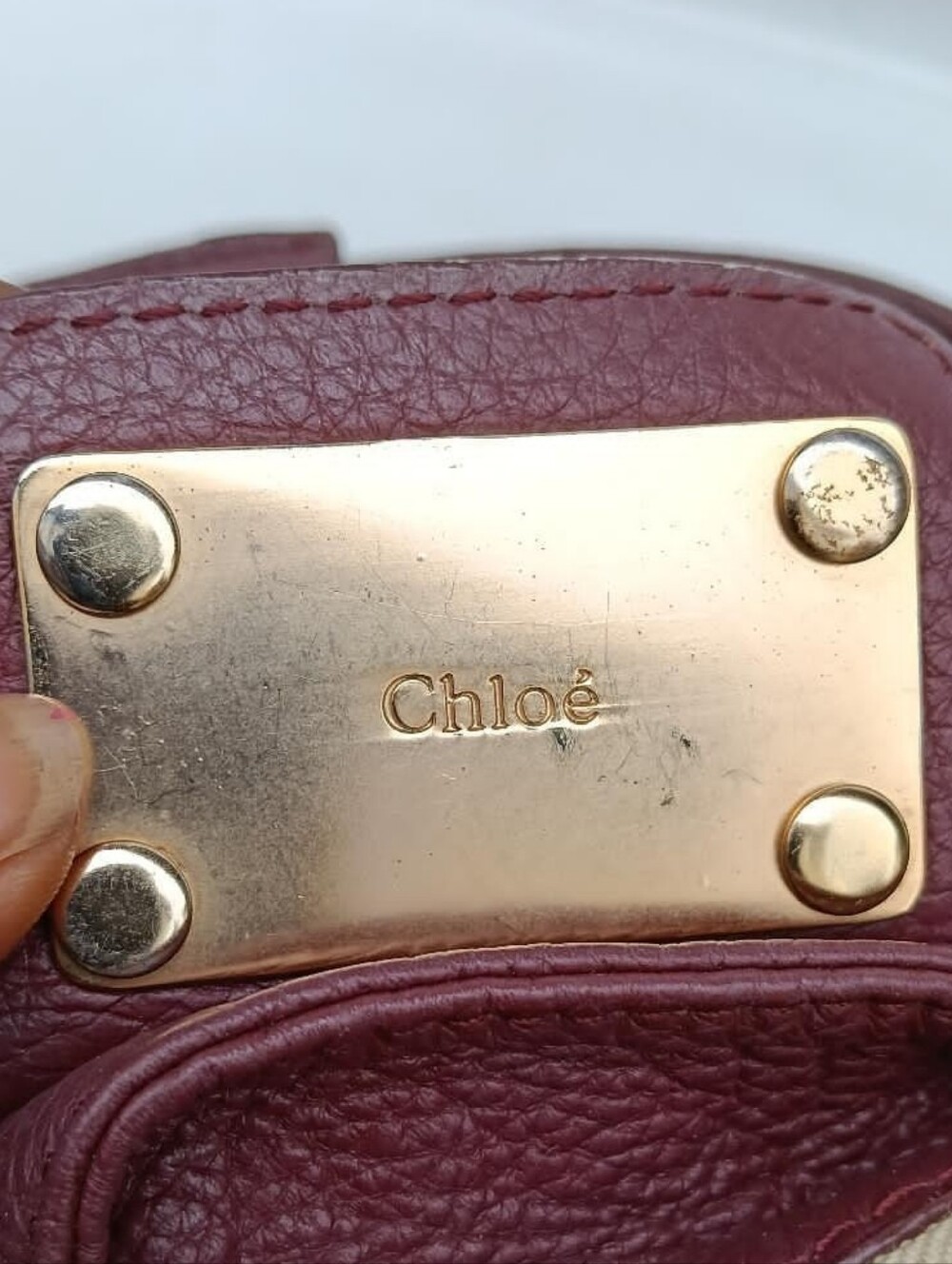 Chloe Women's Leather Satchel Handbag - Burgundy - Picture 4 of 5